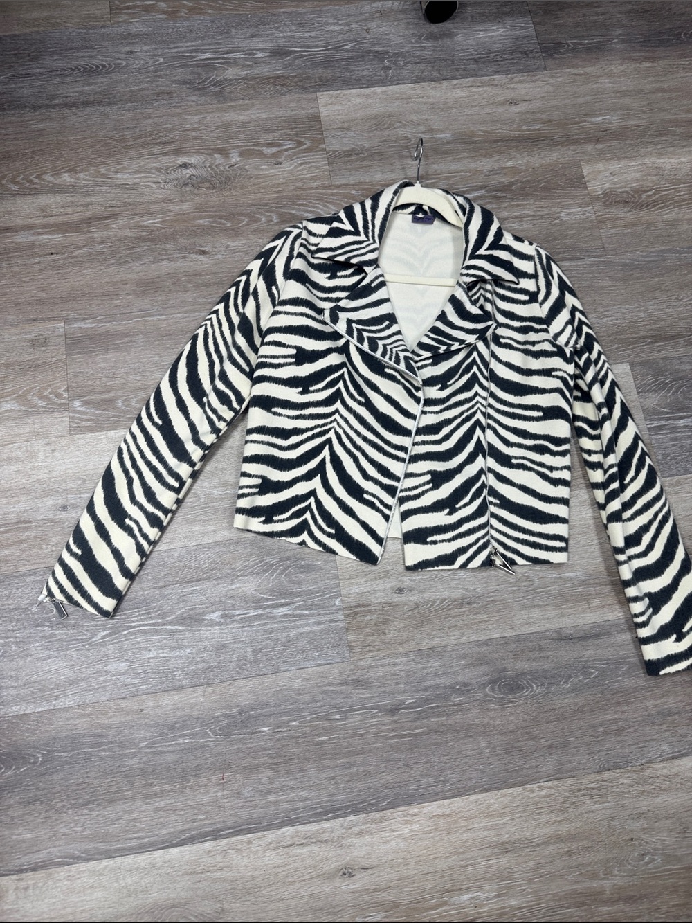 Emanuel Ungaro Black & White Zebra Print Cropped Jacket